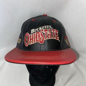 Vintage Ohio State Buckeyes Leather Snapback Hat NCAA College